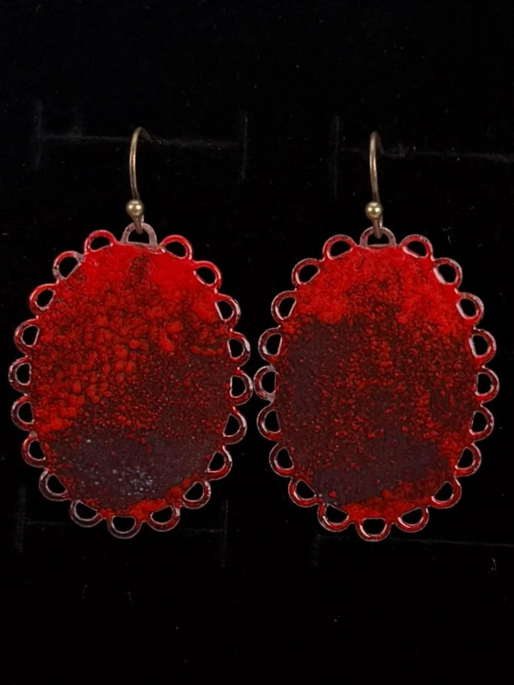 Vintage red and black bohemian chic costume pierced earrings
